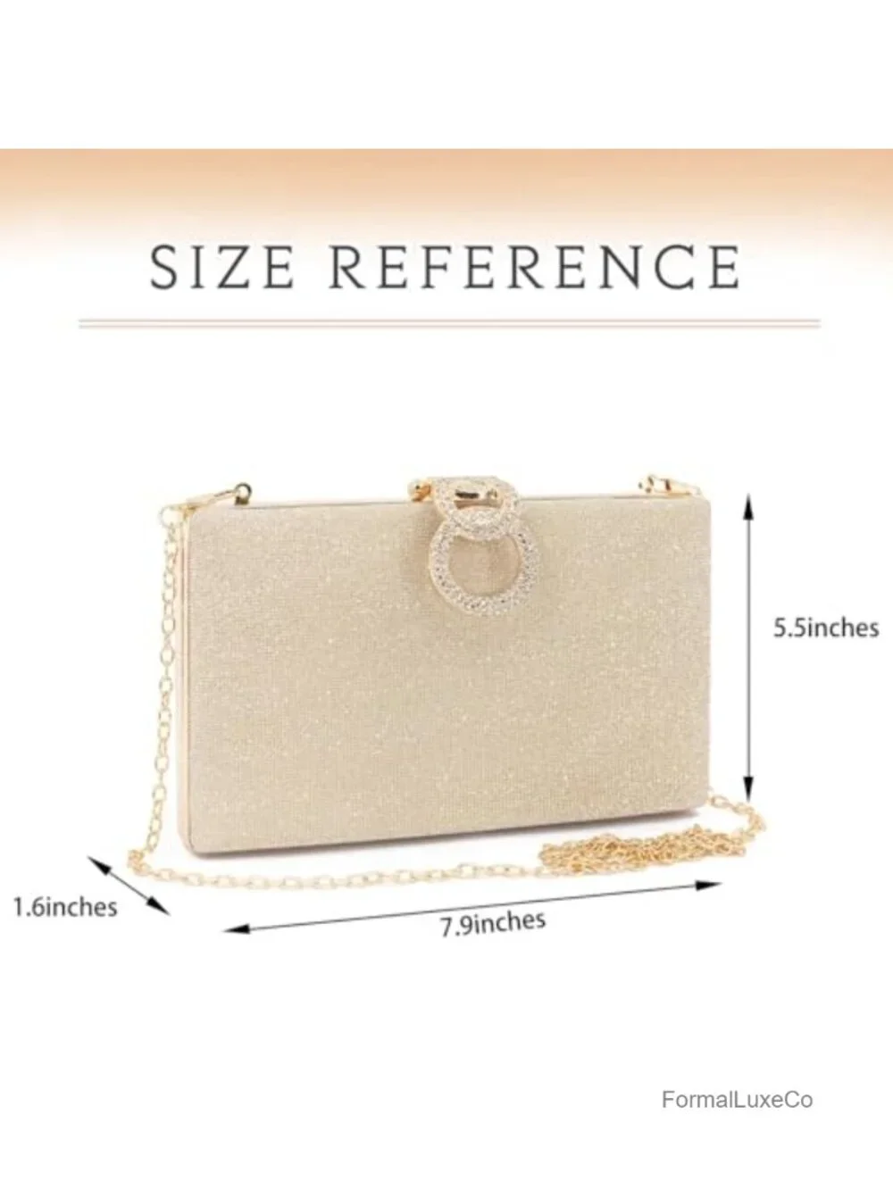 Women's Clutch Purse Glitter Ruched Evening Bag with Removable Chain Strap